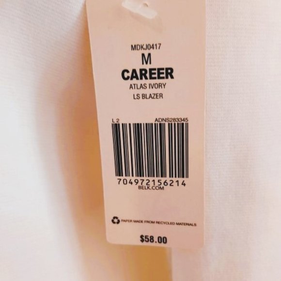 Kim Rogers Atlas Ivory Fully Lined Blazer Size M NWT - Picture 9 of 9